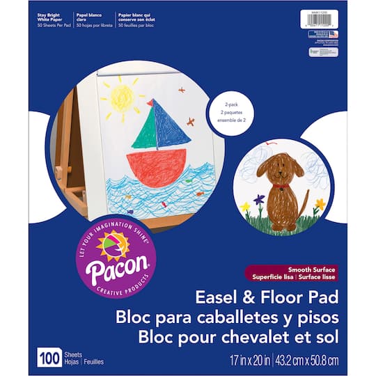 Pacon 1439308 Roselle Plain Sheet Easel & Floor Pad - 17 x 20 in., 50 Sheets, Pack of 2
